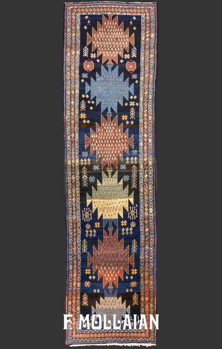Dated Hand knotted Antique Persian Hamadan Very long runner Rug n°:420233